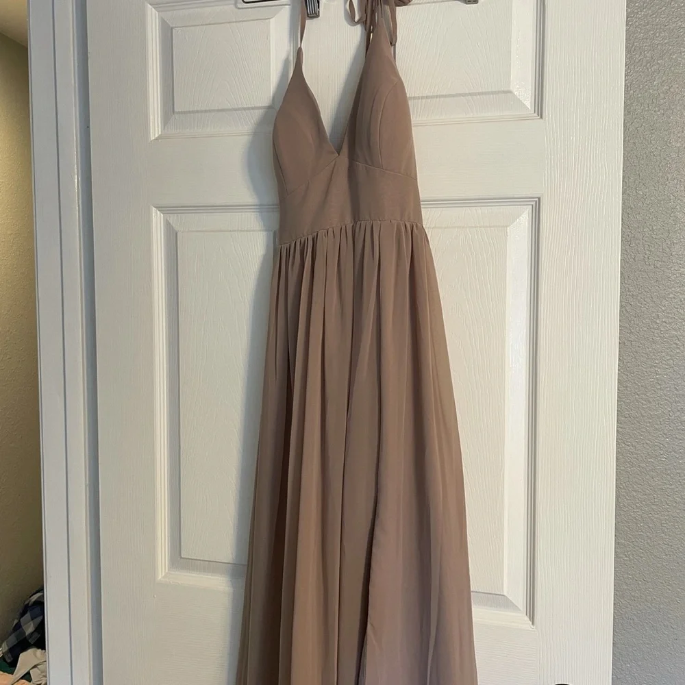 Taupe AZAZIE AAIDA Bridesmaid Dress - Picture 12 of 15